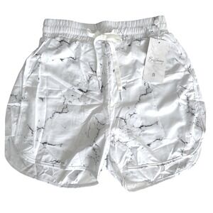 Buff Bunny Collection Marble Print Athletic Shorts Womens XS White  Drawstring